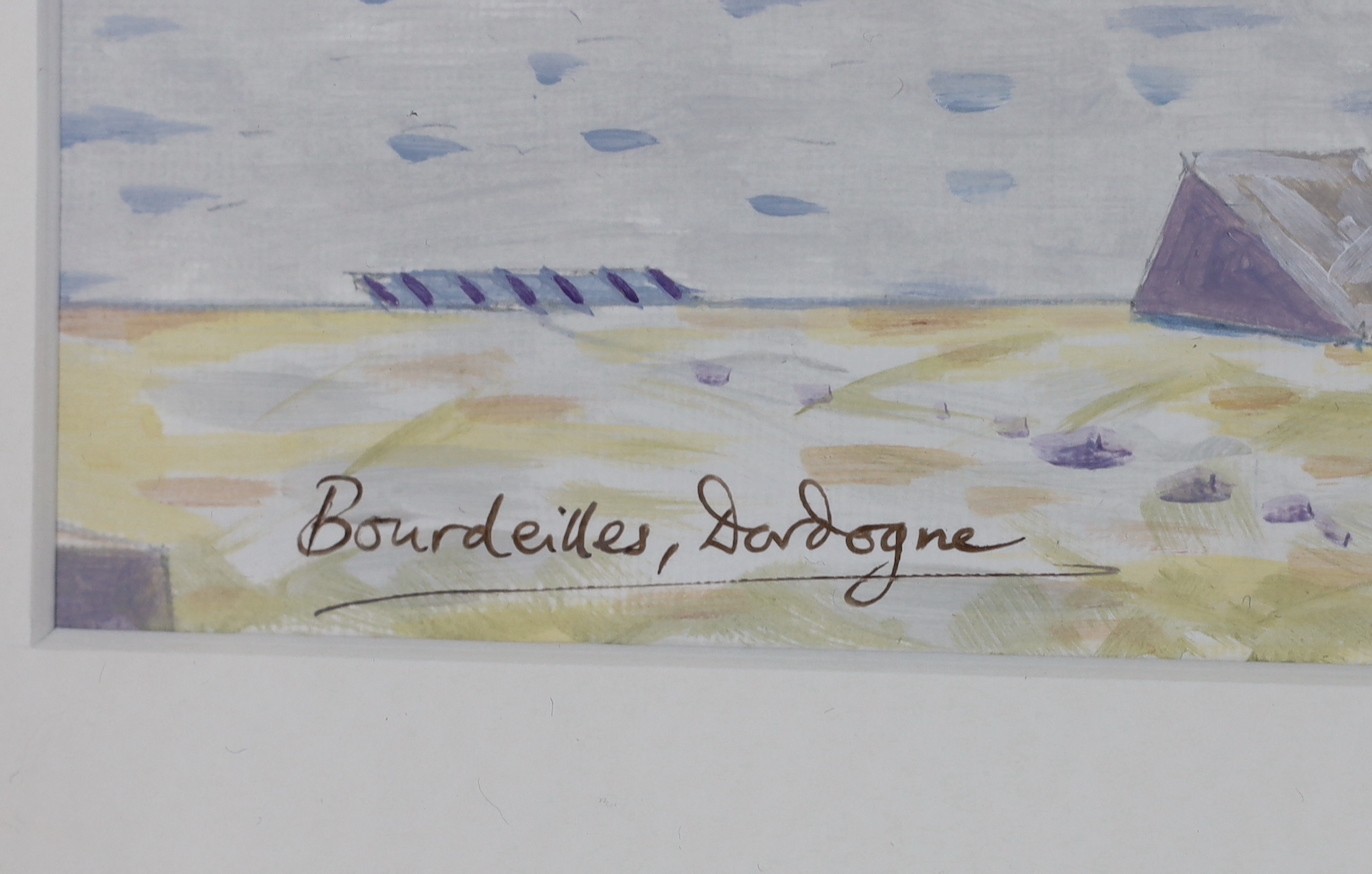 Andrew G. Forrest, acrylic on paper, 'Bourdeilles, Dordogne', signed and dated '16, 29 x 38cm